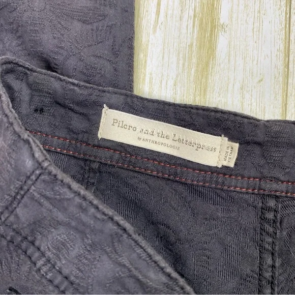 Anthropologie Pilcro and The Letterpress High Rise Skinny Gray Jacquard Pants - Picture 4 of 7